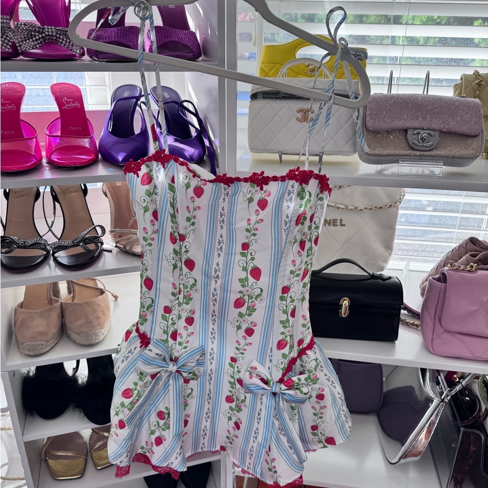 Floral Striped Romper with Bows